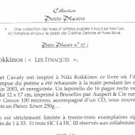 2003 Les Ithaques de Niki Kokkinos, coll. Petits Plaisirs, publiés par Cristine Debras et Yves Bical.jpeg